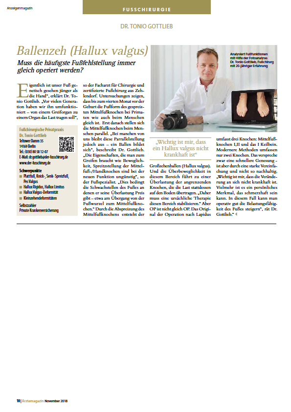 Dr. Tonio Gottlieb: Interview Ärztemagazin 11/18 Berliner Morgenpost 